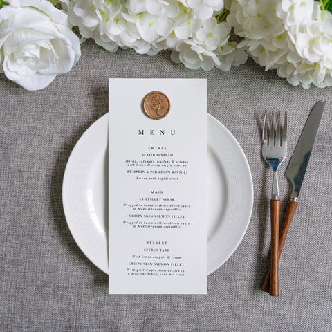 NingsPaper White Paper Wedding Menu