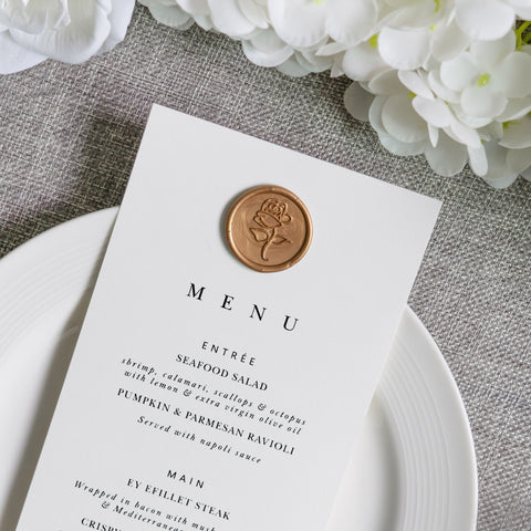 NingsPaper White Paper Wedding Menu