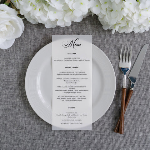 NingsPaper Vellum Wedding Menu