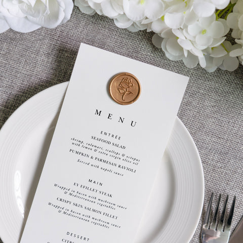 NingsPaper White Paper Wedding Menu