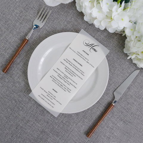 NingsPaper Vellum Wedding Menu