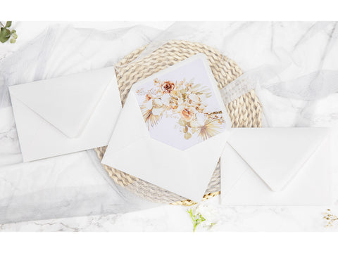NingsPaper 50 Pieces Ivory Boho Floral Liner Euro Flap Envelopes for  Wedding Invitation Card
