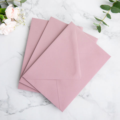NingsPaper 50 Pieces Dusty Rose Floral Liner Euro Flap Envelopes for  Wedding Invitation Card