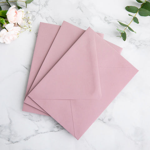 NingsPaper 50 Pieces  A7 Envelopes, Euro Flap Liner 5x7 Dusty Rose Envelopes