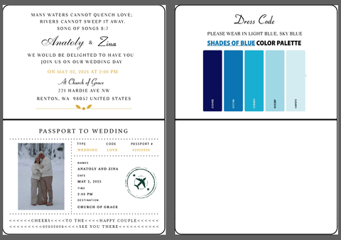 200 Pcs Passport Style Invitation Cards for Zinka (Balance)
