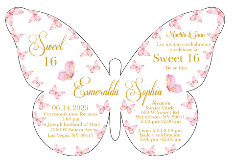 25 Pcs Butterfly Clear Acrylic Invitation + Envelopes