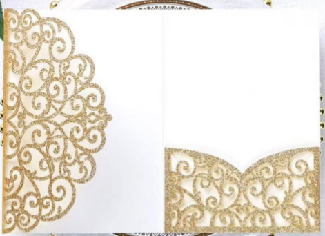 28 Pcs Gold glitter Tri-fold laser cut card