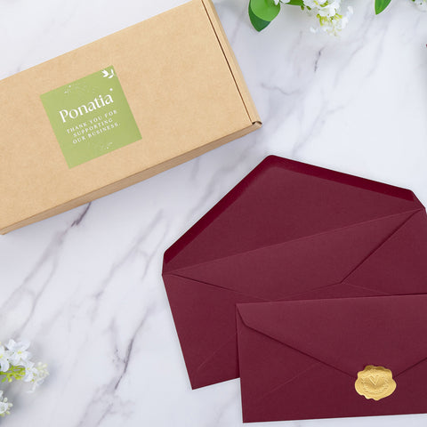 NingsPaper 50 Pieces #10 Business Envelopes, Burgundy 4-1/8 x 9-1/2 Inches