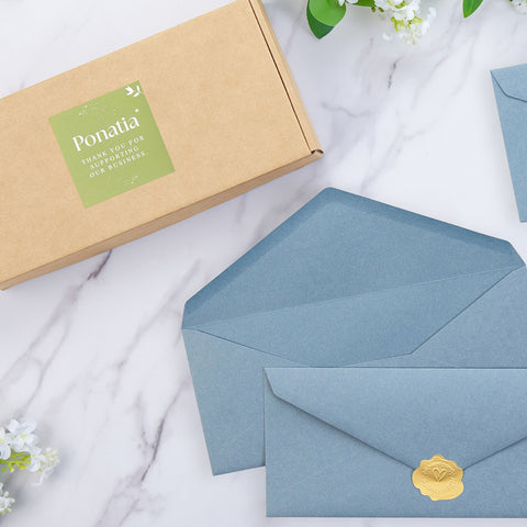 NingsPaper 50 Pieces #10 Business Envelopes, Dusty Blue 4-1/8 x 9-1/2 Inches