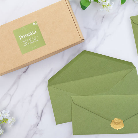 NingsPaper 50 Pieces #10 Business Envelopes, Sage Green 4-1/8 x 9-1/2 Inches
