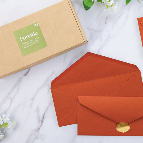 NingsPaper 50 Pieces #10 Business Envelopes, Burnt Orange 4-1/8 x 9-1/2 Inches