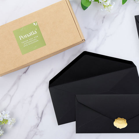 NingsPaper 50 Pieces #10 Business Envelopes, Black 4-1/8 x 9-1/2 Inches