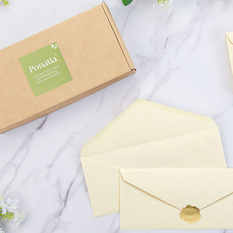 NingsPaper 50 Pieces #10 Business Envelopes, Cream 4-1/8 x 9-1/2 Inches