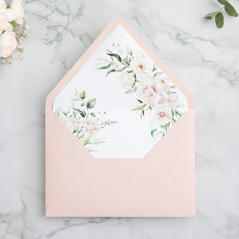 NingsPaper 50 Pieces  Blush Pink Liner Euro Flap Envelopes for  Wedding Invitation Card