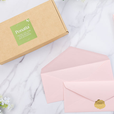 NingsPaper 50 Pieces #10 Business Envelopes, Blush Pink 4-1/8 x 9-1/2 Inches