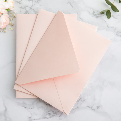 NingsPaper 50 Pieces  Blush Pink Liner Euro Flap Envelopes for  Wedding Invitation Card