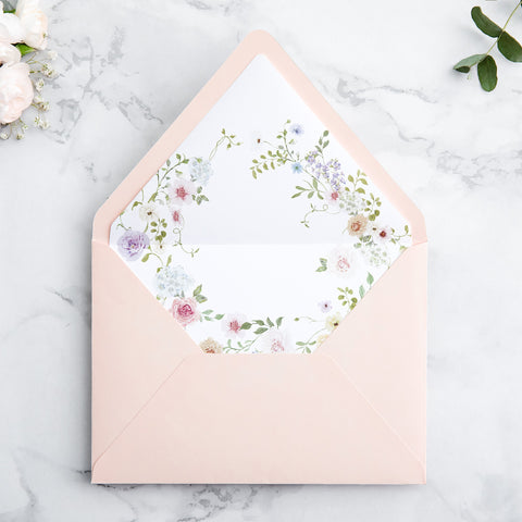 NingsPaper 50 Pieces  A7 Envelopes, Euro Flap Liner 5x7 Blush Pink Envelopes