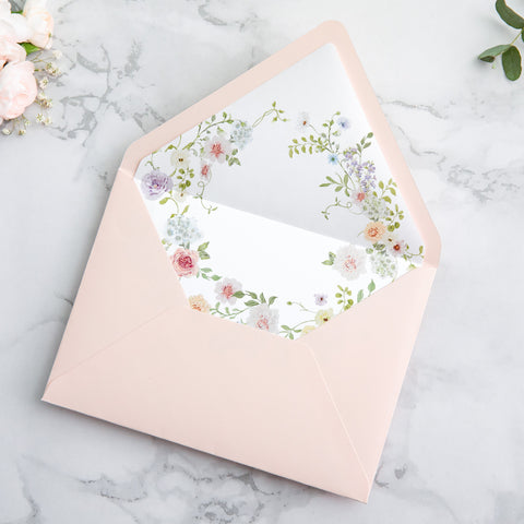 NingsPaper 50 Pieces  Blush Pink Liner Euro Flap Envelopes for  Wedding Invitation Card
