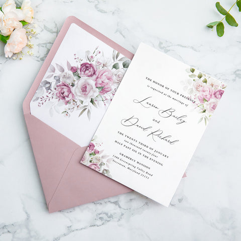 NingsPaper 50 Pieces  A7 Envelopes, Euro Flap Liner 5x7 Dusty Rose Envelopes