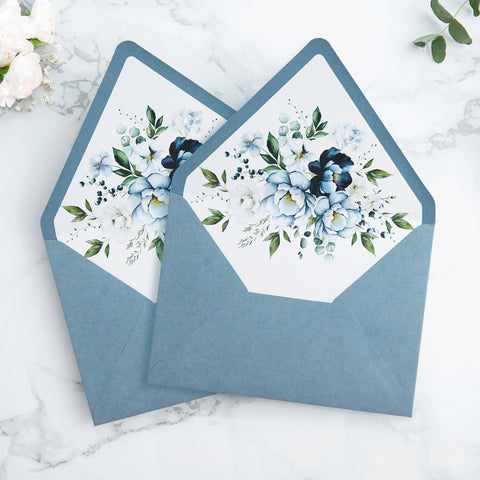 NingsPaper 50 Pieces  A7 Envelopes, Euro Flap Liner 5x7 Dusty Blue Envelopes