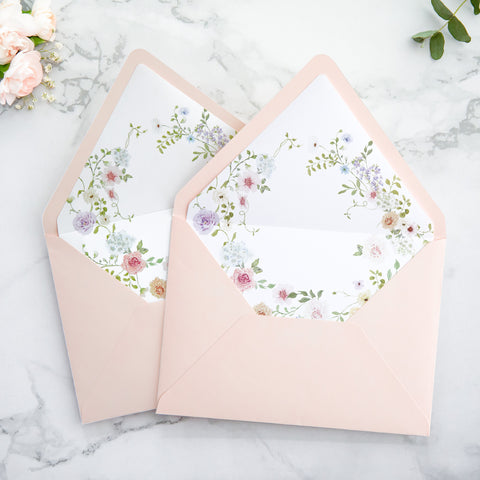 NingsPaper 50 Pieces  Blush Pink Liner Euro Flap Envelopes for  Wedding Invitation Card