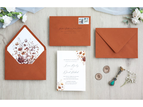 NingsPaper 50 Pieces  Burnt Orange Liner Euro Flap Envelopes for  Wedding Invitation Card