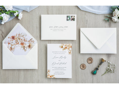 NingsPaper 50 Pieces Ivory Boho Floral Liner Euro Flap Envelopes for  Wedding Invitation Card