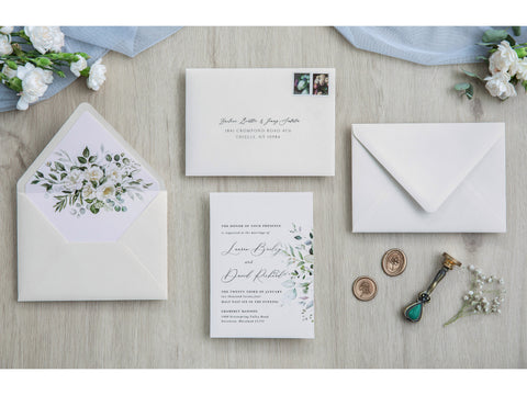 NingsPaper 50 Pieces Ivory Floral Liner Euro Flap Envelopes for  Wedding Invitation Card