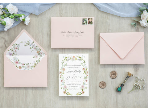 NingsPaper 50 Pieces  Blush Pink Liner Euro Flap Envelopes for  Wedding Invitation Card