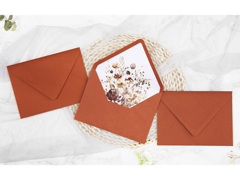 NingsPaper 50 Pieces  Burnt Orange Liner Euro Flap Envelopes for  Wedding Invitation Card