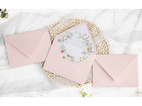 NingsPaper 50 Pieces  Blush Pink Liner Euro Flap Envelopes for  Wedding Invitation Card