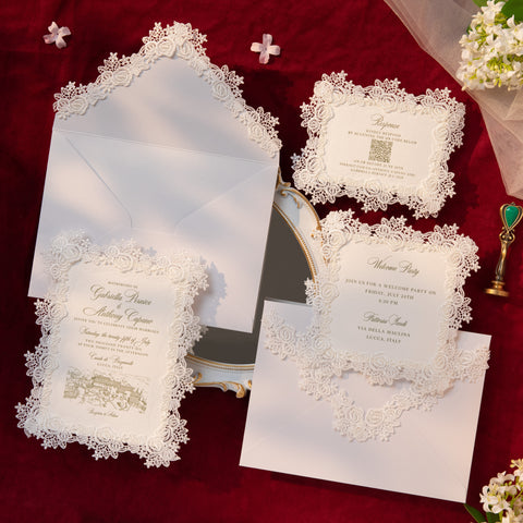 NingsPaper Lace Letterpress Wedding Invitation Suite
