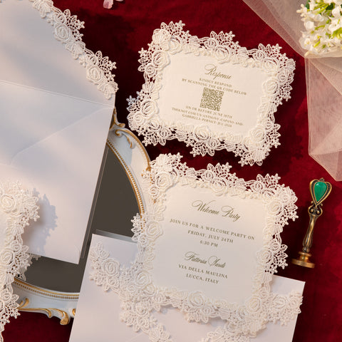 NingsPaper Lace Letterpress Wedding Invitation Suite