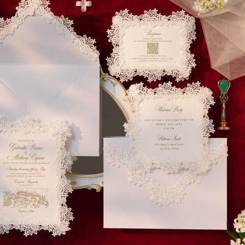 NingsPaper Lace Letterpress Wedding Invitation Suite