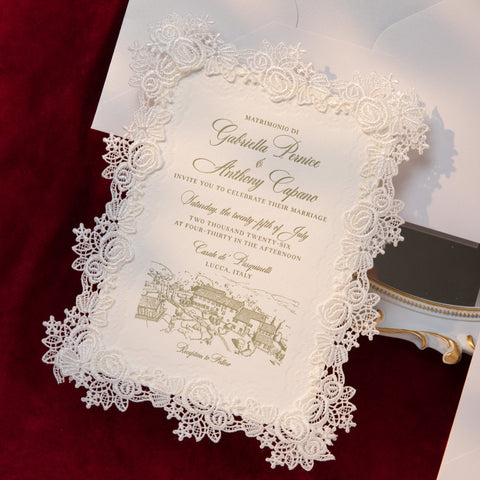 NingsPaper Lace Letterpress Wedding Invitation Suite