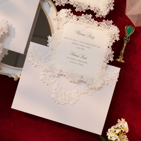 NingsPaper Lace Letterpress Wedding Invitation Suite