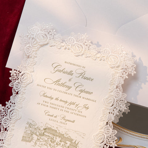 NingsPaper Lace Letterpress Wedding Invitation Suite