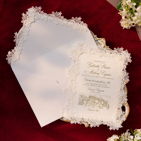NingsPaper Lace Letterpress Wedding Invitation Suite