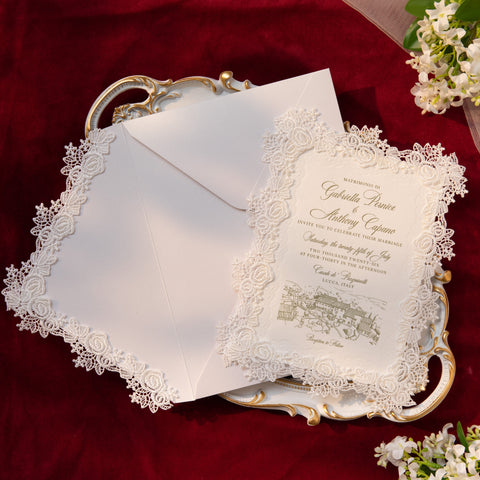 NingsPaper Lace Letterpress Wedding Invitation Suite