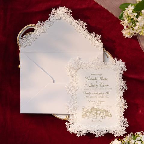 NingsPaper Lace Letterpress Wedding Invitation Suite