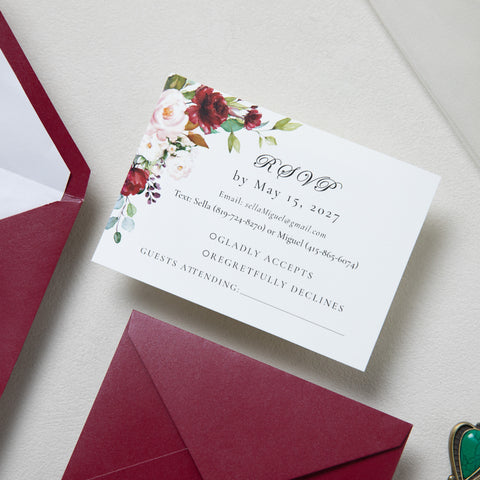 NingsPaper Burgundy Velvet Wedding Invitation Suite