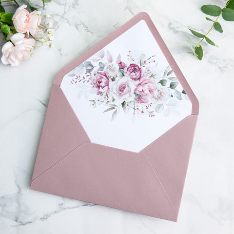 NingsPaper 50 Pieces  A7 Envelopes, Euro Flap Liner 5x7 Dusty Rose Envelopes