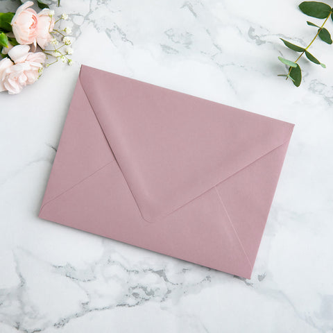 NingsPaper 50 Pieces  A7 Envelopes, Euro Flap Liner 5x7 Dusty Rose Envelopes