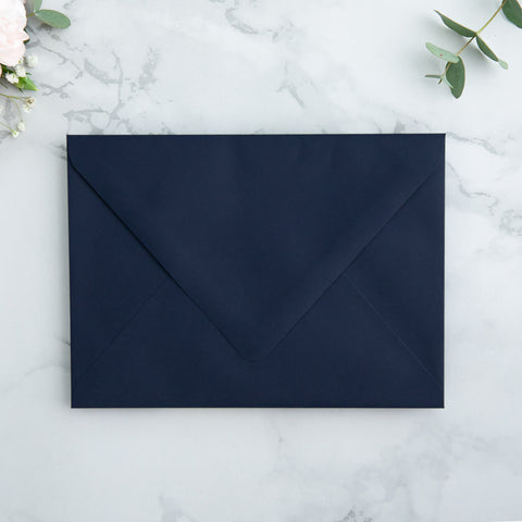 NingsPaper 50 Pieces Navy Blue Floral Liner Euro Flap Envelopes for  Wedding Invitation Card