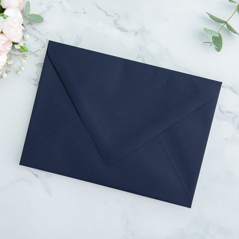 NingsPaper 50 Pieces Navy Blue Floral Liner Euro Flap Envelopes for  Wedding Invitation Card
