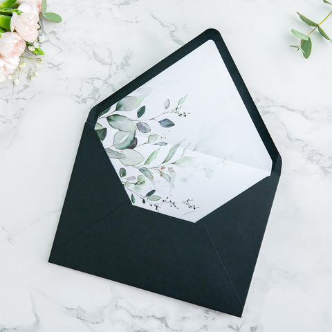 NingsPaper 50 Pieces  A7 Envelopes, Euro Flap Liner 5x7 Black Envelopes