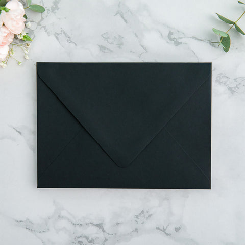 NingsPaper 50 Pieces  A7 Envelopes, Euro Flap Liner 5x7 Black Envelopes