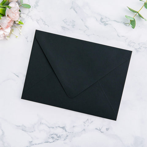 NingsPaper 50 Pieces Black Floral Liner Euro Flap Envelopes for  Wedding Invitation Card