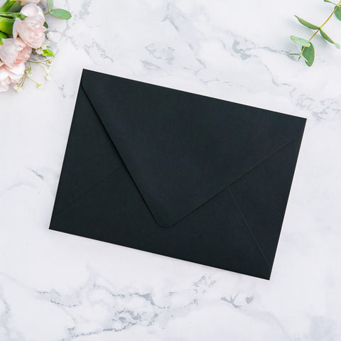 NingsPaper 50 Pieces  A7 Envelopes, Euro Flap Liner 5x7 Black Envelopes