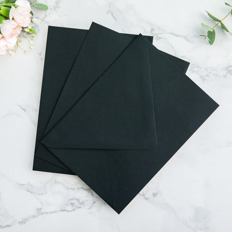 NingsPaper 50 Pieces  A7 Envelopes, Euro Flap Liner 5x7 Black Envelopes